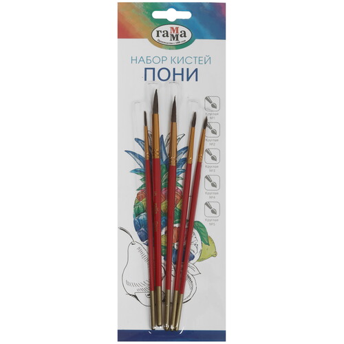 Купить Набор кистей Гамма Пони 5 шт кр№ 1,2, 3, 4, 5, 230818.01.01  9139179. Характеристики, отзывы и цены в Донецке