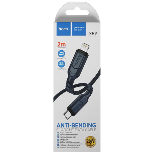 Купить Кабель круглый Hoco Lightning 8-pin - USB Type-C синий 2 м  5475072. Характеристики, отзывы и цены в Донецке