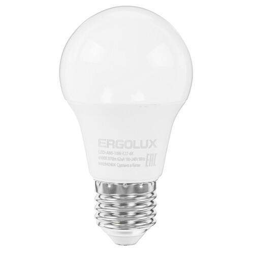 Купить Лампа светодиодная Ergolux LED-A60-10W-E27-6K  5467592. Характеристики, отзывы и цены в Донецке