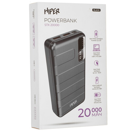 Купить Портативный аккумулятор HIPER STX 20000 черный  9242637. Характеристики, отзывы и цены в Донецке