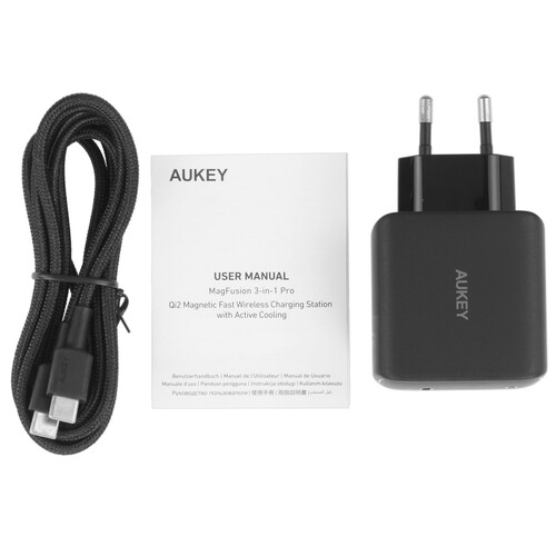 Купить Беспроводное зарядное устройство Aukey MagFusion 3-in-1 Pro серый  5600086. Характеристики, отзывы и цены в Донецке