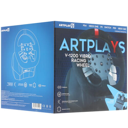 Купить Руль Artplays V-1200 Vibro Racing Wheel черный  4728054. Характеристики, отзывы и цены в Донецке