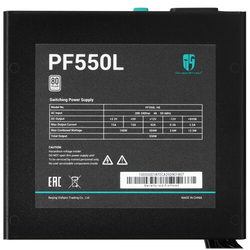 Купить Блок питания DEEPCOOL GamerStorm PF550L [R-PF550L-HE0B-WGEU] черный  5634840. Характеристики, отзывы и цены в Донецке
