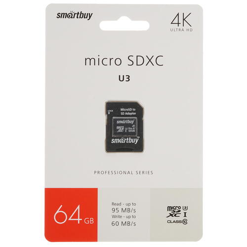 Купить Карта памяти Smartbuy microSDXC 64 ГБ [SB64GBSDCL10U3L-01]  4795813. Характеристики, отзывы и цены в Донецке