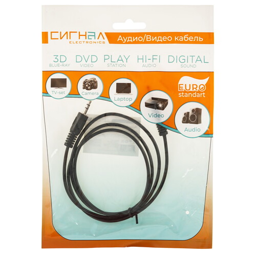 Купить Кабель   Сигнал 3.5 mm jack - 3.5 mm jack черный  5480115. Характеристики, отзывы и цены в Донецке