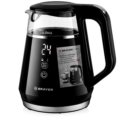 Купить Электрочайник Brayer 6105BR черный  9195707. Характеристики, отзывы и цены в Донецке