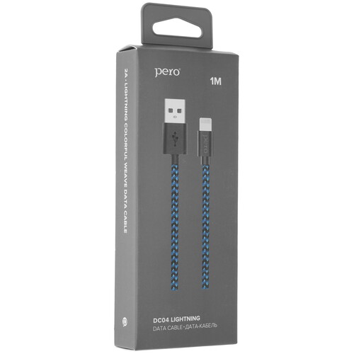 Купить Кабель круглый PERO Lightning 8-pin - USB 2.0 Type-A синий 1 м  5048595. Характеристики, отзывы и цены в Донецке