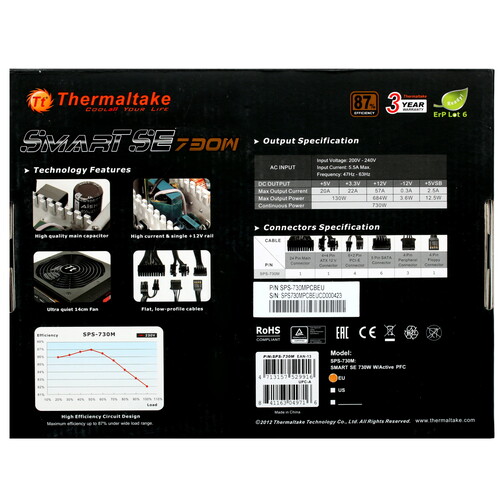Купить Блок питания Thermaltake Smart SE 730W  4898536. Характеристики, отзывы и цены в Донецке