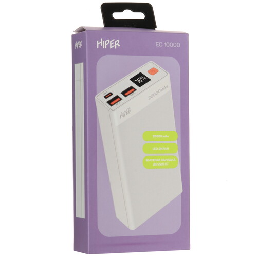 Купить Портативный аккумулятор HIPER EC 10000 белый  5612885. Характеристики, отзывы и цены в Донецке