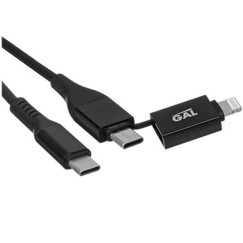 Купить Кабель круглый GAL Lightning 8-pin, USB Type-C - USB Type-C черный 1 м  5438001. Характеристики, отзывы и цены в Донецке