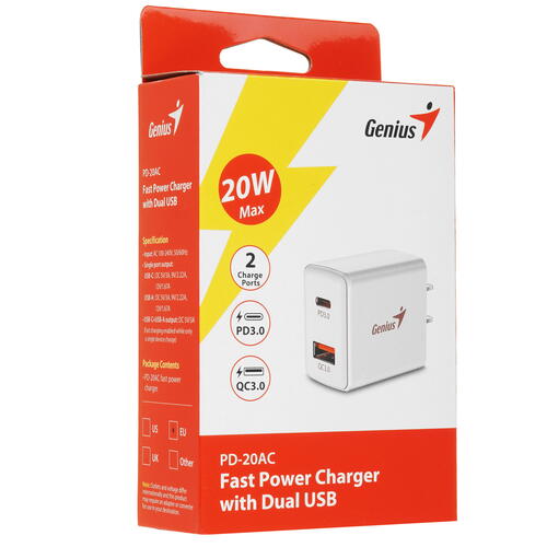 Купить Сетевое зарядное устройство Genius PD-20AC белый  5454728. Характеристики, отзывы и цены в Донецке
