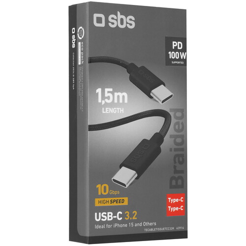 Купить Кабель круглый SBS USB Type-C - USB Type-C черный 1.5 м  5617427. Характеристики, отзывы и цены в Донецке