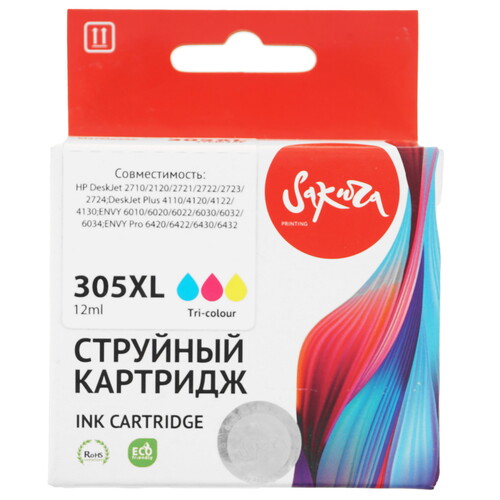 Купить Картридж Sakura 3YM63AE (№305XL Tri-colour) многоцветный  9159177. Характеристики, отзывы и цены в Донецке