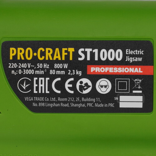 Купить Электрический лобзик PROCRAFT ST1000  9277869. Характеристики, отзывы и цены в Донецке