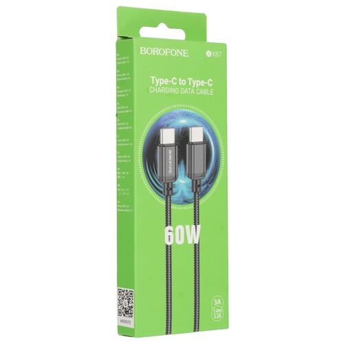 Купить Кабель круглый Borofone USB Type-C - USB Type-C черный 1 м  9237985. Характеристики, отзывы и цены в Донецке