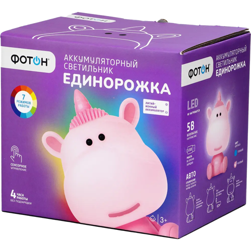 Купить Ночник Фотон Единорожка KSS-09 розовый  9103598. Характеристики, отзывы и цены в Донецке