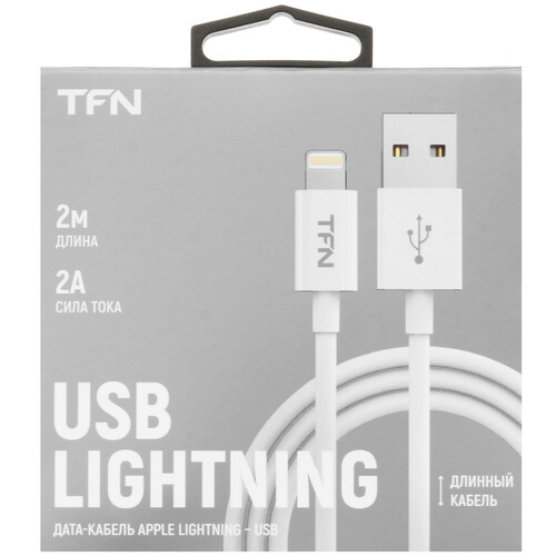 Купить Кабель круглый TFN Lightning 8-pin - USB 2.0 Type-A белый 2 м  9282222. Характеристики, отзывы и цены в Донецке