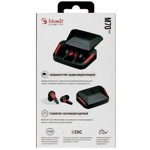 Купить Наушники TWS A4Tech Bloody M70 черный 2021  4781324. Характеристики, отзывы и цены в Донецке