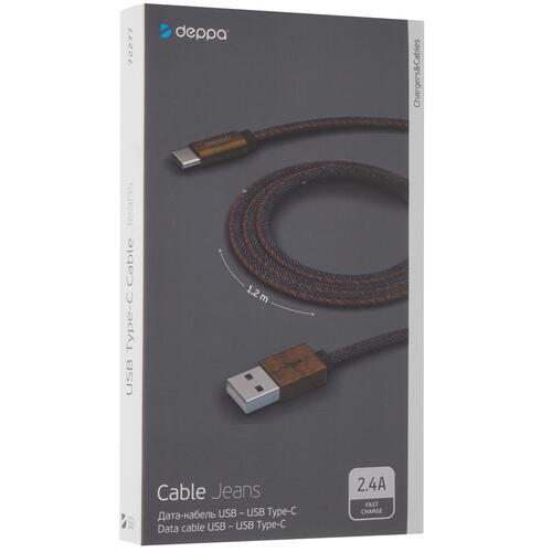 Купить Кабель круглый DEPPA USB Type-C - USB 2.0 Type-A синий 1.2 м  4826653. Характеристики, отзывы и цены в Донецке