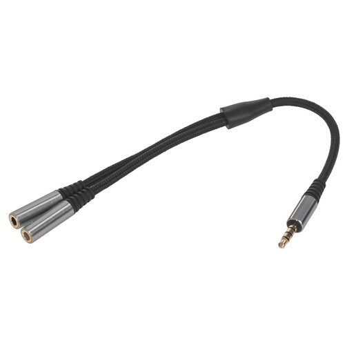 Купить Кабель   Hoco jack 3.5 мм - jack 3.5 мм х2 шт. черный  9237999. Характеристики, отзывы и цены в Донецке