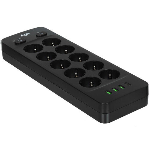 Купить Сетевой фильтр AGNI TP-FO4U10E-C черный  9289339. Характеристики, отзывы и цены в Донецке