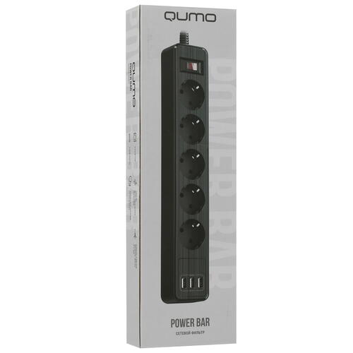Купить Сетевой фильтр QUMO Power Bar 5SP4U (P-0005) черный  5416309. Характеристики, отзывы и цены в Донецке