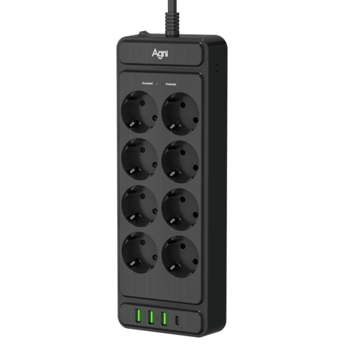 Купить Сетевой фильтр AGNI TP-FS4U8E-PD черный  9289297. Характеристики, отзывы и цены в Донецке