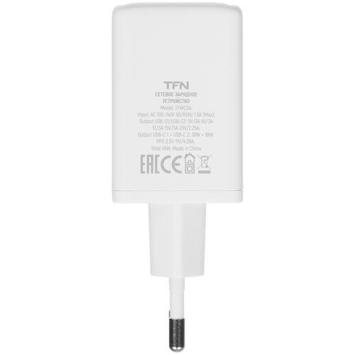 Купить Сетевое зарядное устройство TFN GaN C+C 45W Dual белый  5465315. Характеристики, отзывы и цены в Донецке