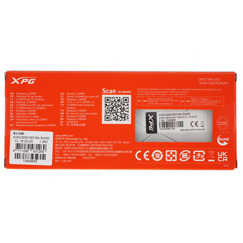 Купить Оперативная память ADATA XPG SPECTRIX D50 RGB  5031003. Характеристики, отзывы и цены в Донецке