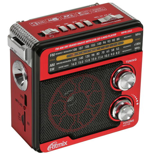 Купить Радиоприемник Ritmix RPR-202 красный  5040238. Характеристики, отзывы и цены в Донецке