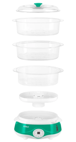 Купить Пароварка Kitfort КТ-6454 бирюзовый  9212793. Характеристики, отзывы и цены в Донецке