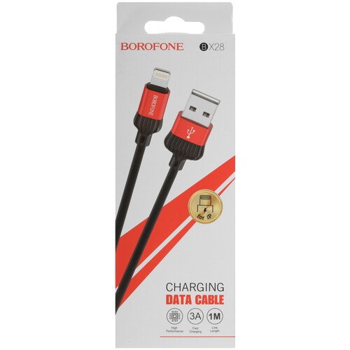 Купить Кабель круглый Borofone Lightning 8-pin - USB 2.0 Type-A красный 1 м  5475083. Характеристики, отзывы и цены в Донецке
