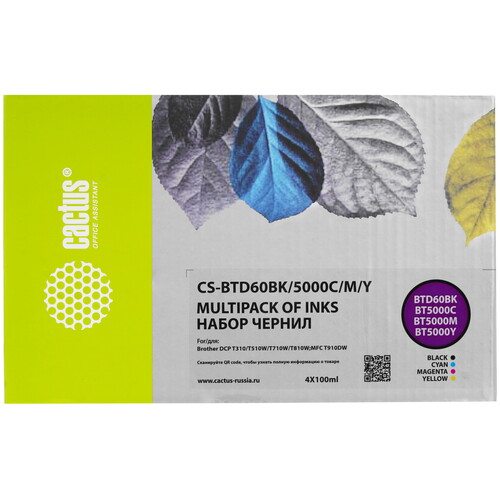 Купить Чернила водорастворимые Cactus CS-BTD60BK/5000M/C/Y голубой, желтый, пурпурный, черный  9076299. Характеристики, отзывы и цены в Донецке