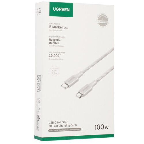 Купить Кабель круглый Ugreen USB Type-C - USB Type-C серебристый 2 м  5624639. Характеристики, отзывы и цены в Донецке
