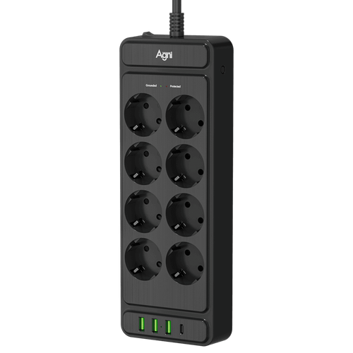 Купить Сетевой фильтр AGNI TP-FS4U8E-PD черный  9289299. Характеристики, отзывы и цены в Донецке