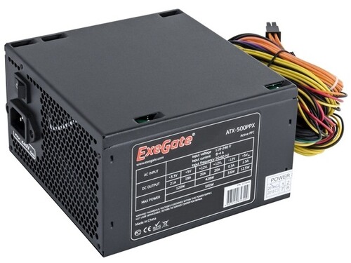 Купить Блок питания ExeGate 500PPX [EX221641RUS-S] черный  8187927. Характеристики, отзывы и цены в Донецке
