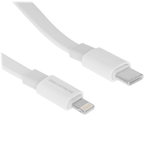 Купить Кабель плоский Borofone Lightning 8-pin - USB Type-C белый 1 м  9244429. Характеристики, отзывы и цены в Донецке