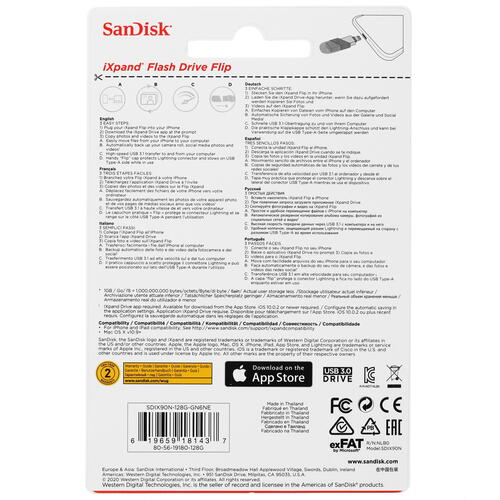 Купить Память OTG USB Flash 128 ГБ SanDisk iXpand Flash Drive Flip [SDIX90N-128G-GN6NE]  4884410. Характеристики, отзывы и цены в Донецке