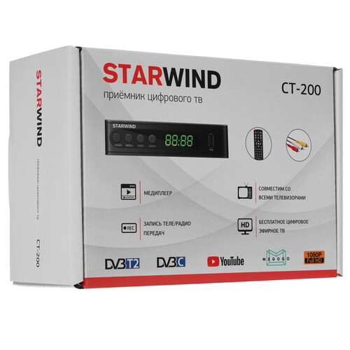 Купить Приставка для цифрового ТВ Starwind CT-200 черный  8130299. Характеристики, отзывы и цены в Донецке