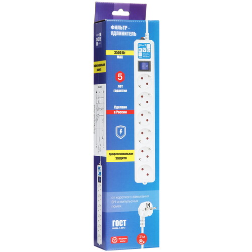 Купить Сетевой фильтр Power Cube SPL6-16-P-3M белый  9196401. Характеристики, отзывы и цены в Донецке