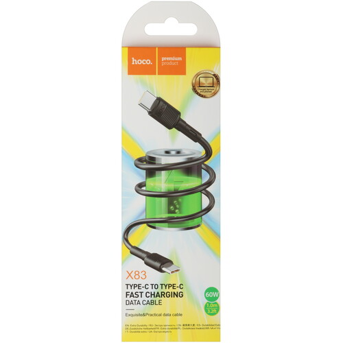 Купить Кабель круглый Hoco USB Type-C - USB Type-C черный 1 м  5474994. Характеристики, отзывы и цены в Донецке