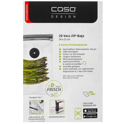 Купить Пакеты для вакуумного упаковщика CASO VACU ZIP 20*23  9297237. Характеристики, отзывы и цены в Донецке