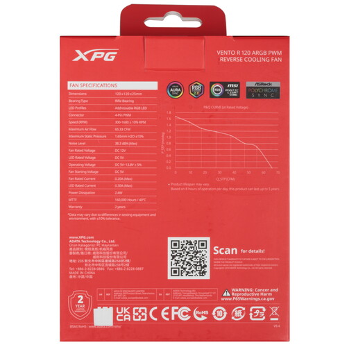 Купить Комплект реверсных вентиляторов ADATA XPG VENTO R 120 ARGB PWM  5610692. Характеристики, отзывы и цены в Донецке