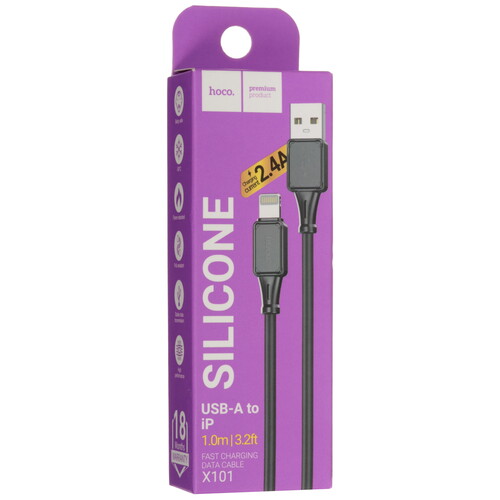 Купить Кабель круглый Hoco Lightning 8-pin - USB 2.0 Type-A черный 1 м  9238212. Характеристики, отзывы и цены в Донецке