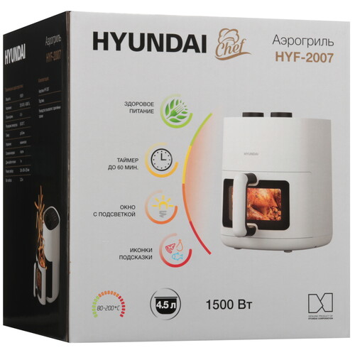 Купить Аэрогриль Hyundai HYF-2007 белый  9248230. Характеристики, отзывы и цены в Донецке