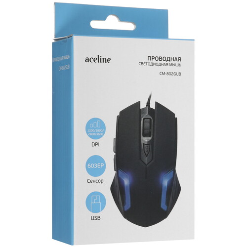 Купить Мышь проводная Aceline CM-802GUB  черный  5459307. Характеристики, отзывы и цены в Донецке