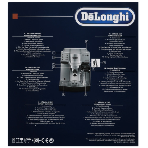 Купить Кофеварка рожковая Delonghi Dedica Cappuccino EC860.M серебристый  9276012. Характеристики, отзывы и цены в Донецке