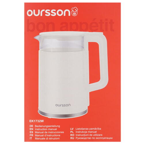 Купить Электрочайник Oursson EK1732W/DC красный  8190033. Характеристики, отзывы и цены в Донецке