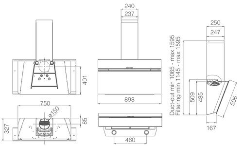 Купить Вытяжка наклонная Elica STRIPE URBAN CAST IRON/A/90 серый/серый  9226646. Характеристики, отзывы и цены в Донецке