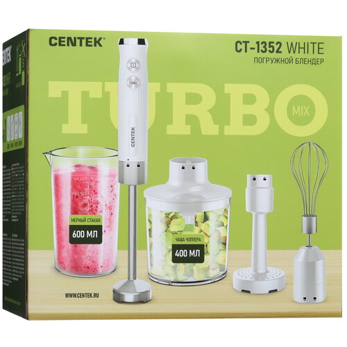 Купить Блендер погружной Centek CT-1352 белый  9082896. Характеристики, отзывы и цены в Донецке